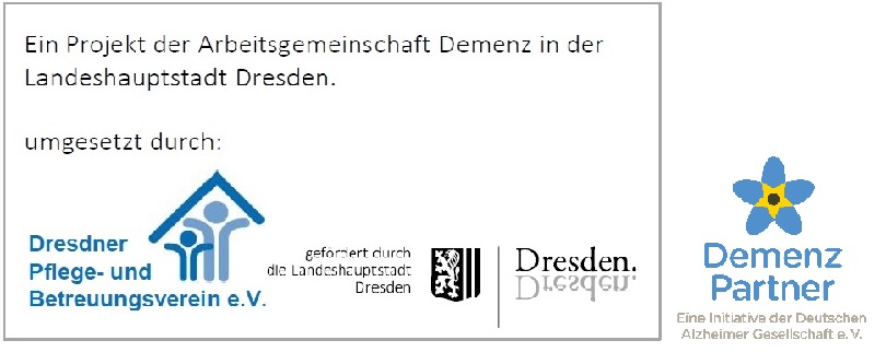 Logo: Ein Projekt der Arbeitsgemeinschaft Demenz in der Landeshauptstadt Dresden.